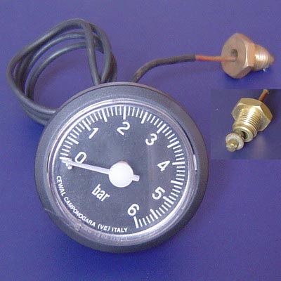 1.5"Capillary Pressure Gauge, Steam Pressure Gauges, Hydrometer, Pressure Meter, Original from Cewal Italy, Now it is made by Cixi Ningfeng Pressure Gauge Factory, Ningbo, Zhejiang, China.The capillary pressure gauge (Hydrometer) in object is equipped of one double functionality. Externally you can see it like a common mechanical index pressure gauge. Inner electrical worker is equipped of an optical system of conversion of the pressure in voltage.From the outline visible electrical worker in the photo you can see the easy of use of such transducer. In order to use the sensor two resistances of polarization are sufficient as indicated from the electric draw, the Output voltage is present to the heads of the resistance R2. The sensor must be fed with a voltage stabilized of 5 Vcc, present normally on all the electronic cards. The two resistances normally are calculated for one voltage of power supply of the sensor of 5 Volt and one scale of output of 0-1000mV. Various output voltages and scales are easy to calculate or can be demanded to technical office of Ningfeng.Case: Nylon, standard colours black or white, other colours on request. Fixing system: moulded-in elastic tabs; metal bracket on request (TRS 40 PS).Glass cover: shatterproof metacrylate ester. Capillaries: bare or coated copper (black PVC on instruments for heating applications, white polypropylene for refrigeration); standard lengths 0,5 - 1 - 1,5 metres, other lengths on request. Hydrometer fitting: brass, look the table, special fitting on drawing. Manometer movement: copper alloy Bourdon type C spring; high-sensitivity amplification mechanism in watchmaker brass. Dial: printed aluminium. Custom designed dials may be supplied. Pressure scales: 0/4 or 0/6 bar.Other scales on request. Accuracy: 3% of highest value. Original from Italy Cewal, now we are the first manufacturer of this capillary pressure gauge in China! Advantages: Low cost.Easy of use. Duration and stability. Absence of frictions.